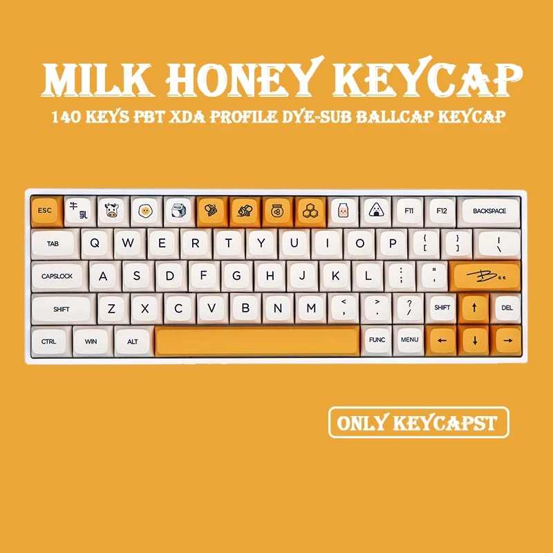 

Milk Honey 140 Keys PBT XDA Profile Keycaps Mechanical Keyboard Japanese DYE-SUB Cute Set for Cherry MX Switch 84 104 108 Layout