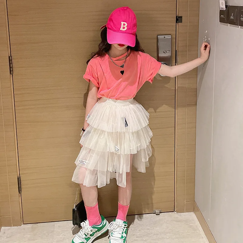 

Children Clothes Sets for Girls Summer Kids Outfits Short Sleeve T Shirt + Cake Skirt Baby Girl Clothing Suit Children Costume