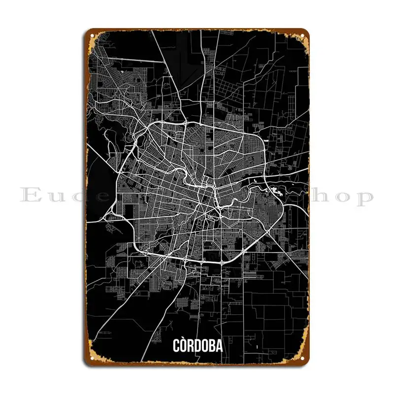 

Cordoba, темная карта, металлическая табличка, фотообои, декор под заказ, железная фотография