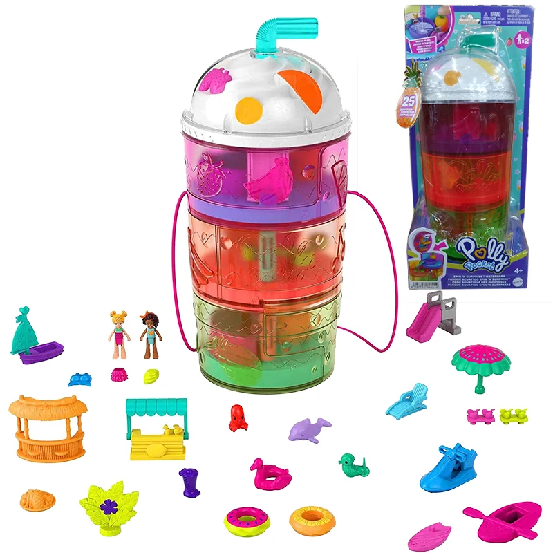 Оригинальные аксессуары Polly Pocket Spin Surprise различные чашки для мороженого ананаса