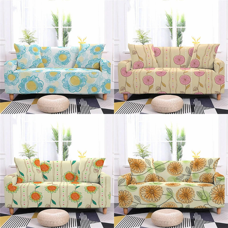 

Cartoon Floral Sunflower Pattern Print Sofa Cover Home Decor Corner Sofa Covers Beach Cover Up All Sofas Universal Cushion Cover