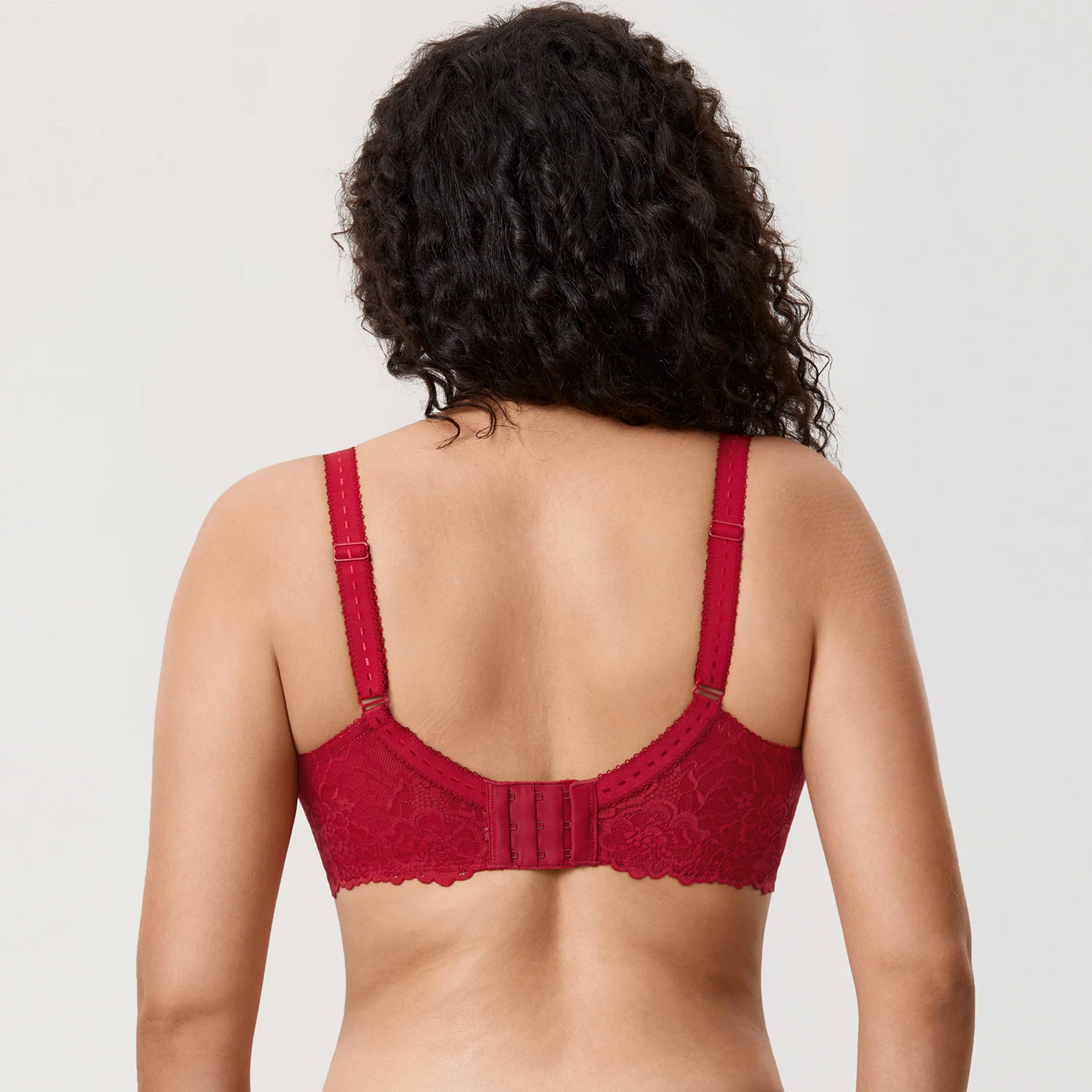 DELIMIRA Women's Minimizer Bra Plus Size Lace Floral Full Coverage Underwire Unlined Mesh Transparent D DD E F G H