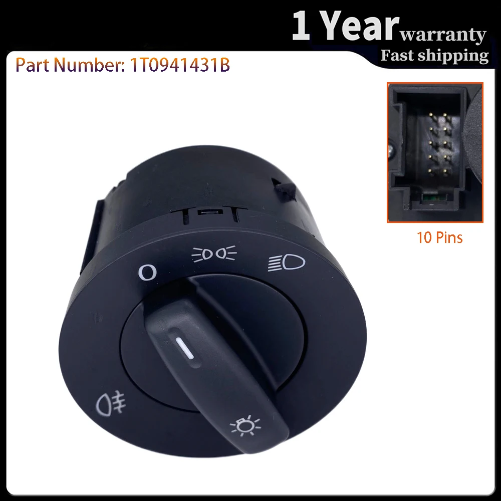 

Переключатель управления фарами, Переключатель Автомобильных противотуманных фар для VW Caddy 2004-2008 Touran 2003-2006 1T0941431B 1T0 941 431B, высокая качество