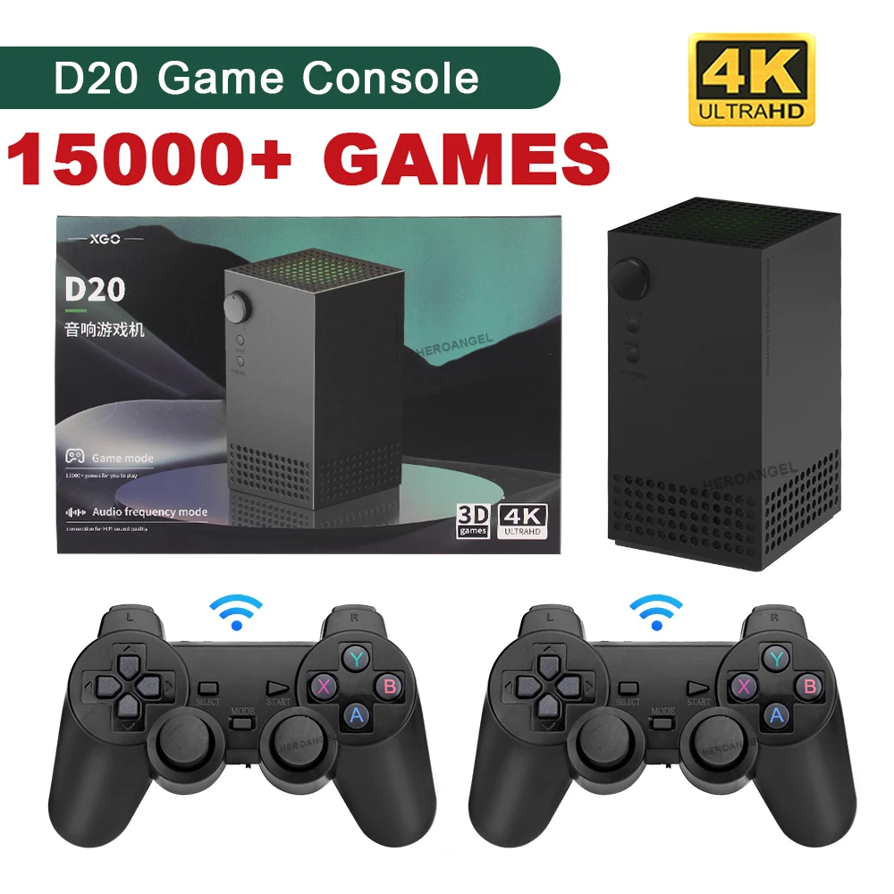 

D20 4KHD Аудио Видео игровая консоль 15000 ретро 3D игры 9 Эмулятор Для PS/MD/GB Встроенный 5,1 синий зуб Совместимость HIFI стерео