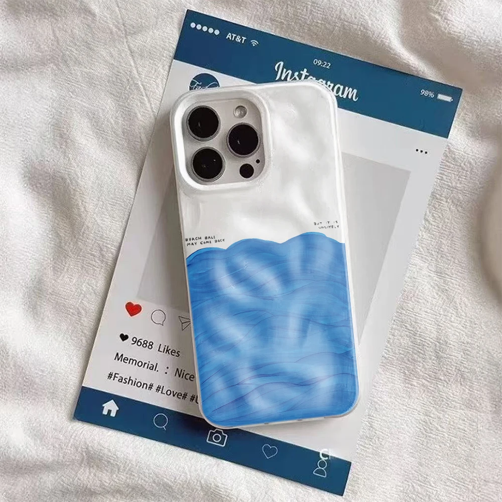 Стильный и модный чехол для телефона Blue Ocean Wave Sea Bright Y2K класса люкс для iPhone 16, 13, 12, 11, 15, 17 Pro, 14, New Plus Max Air (art.: 3920dcaec5f4d) - 3920dcaec5f4d
