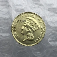 american 18541869 3 dollar gold plated brass commemorative collectible coins gift lucky challenge coins copy coins