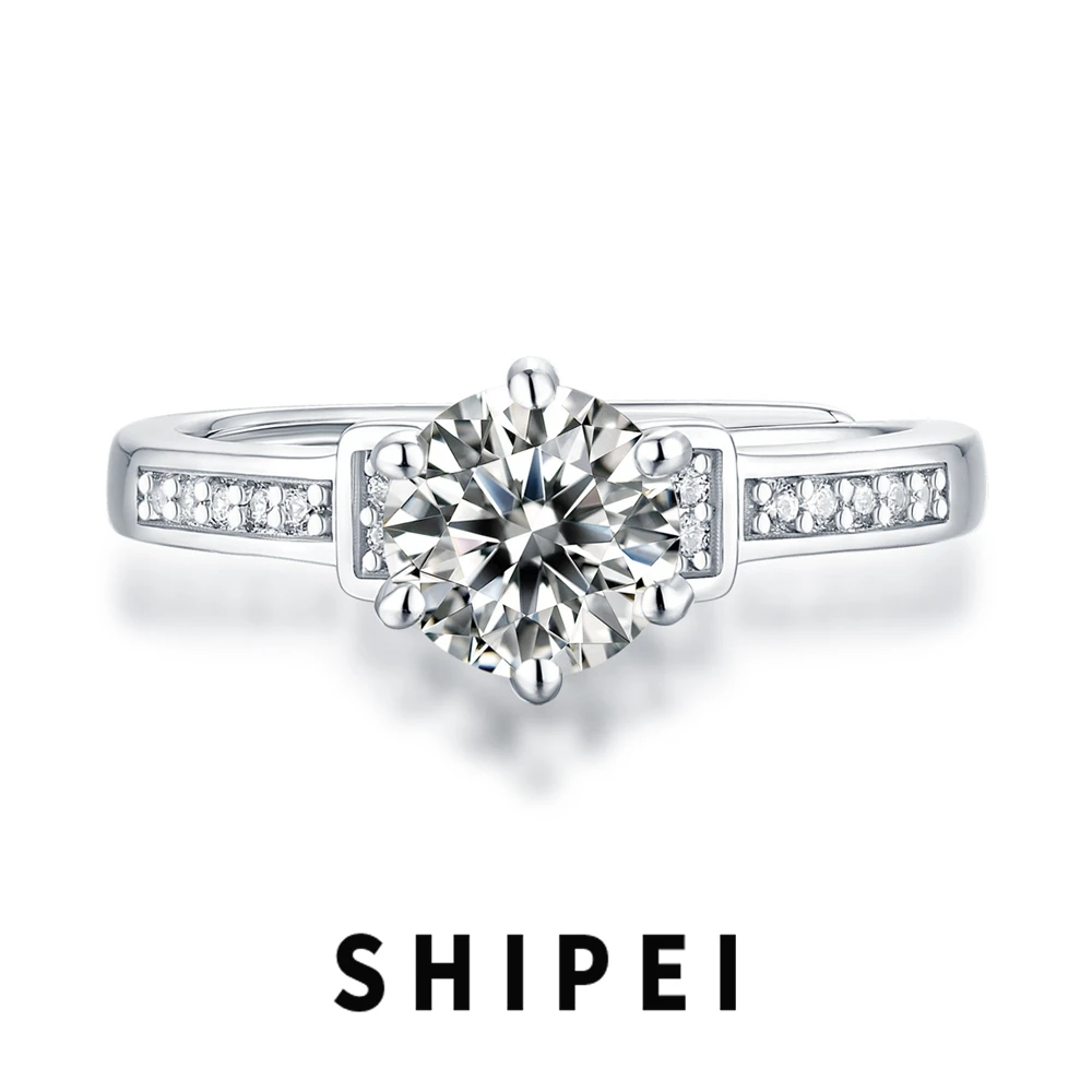 

SHIPEI 0,5-3CT D Муассанит бриллиантовый Драгоценный Камень Обручальное ювелирное изделие роскошное бриллиантовое серебро 100% пробы регулируемое кольцо оптовая продажа