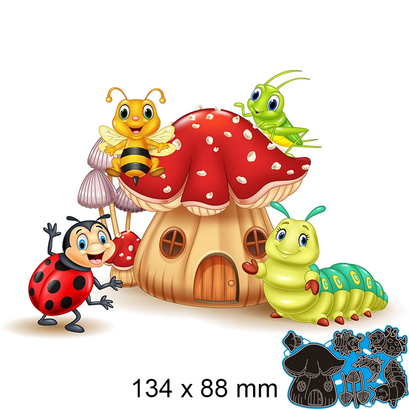 

Металлические пресс-формы гриб дом гусеница Сделай Сам скрап-бронирование фотоальбом тиснение бумажные карты 134*88 мм