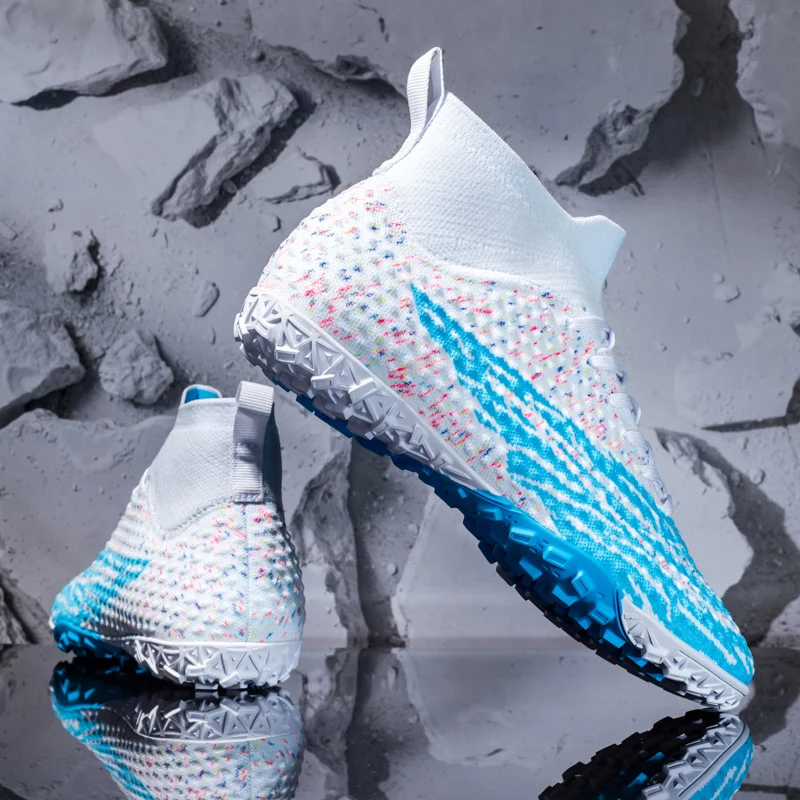 R.xjian High Ankle Soccer Shoes Men 32-46 Large Size TF/FG  Outdoors Training Football Boots Non-slip Indoor Cleats Kids