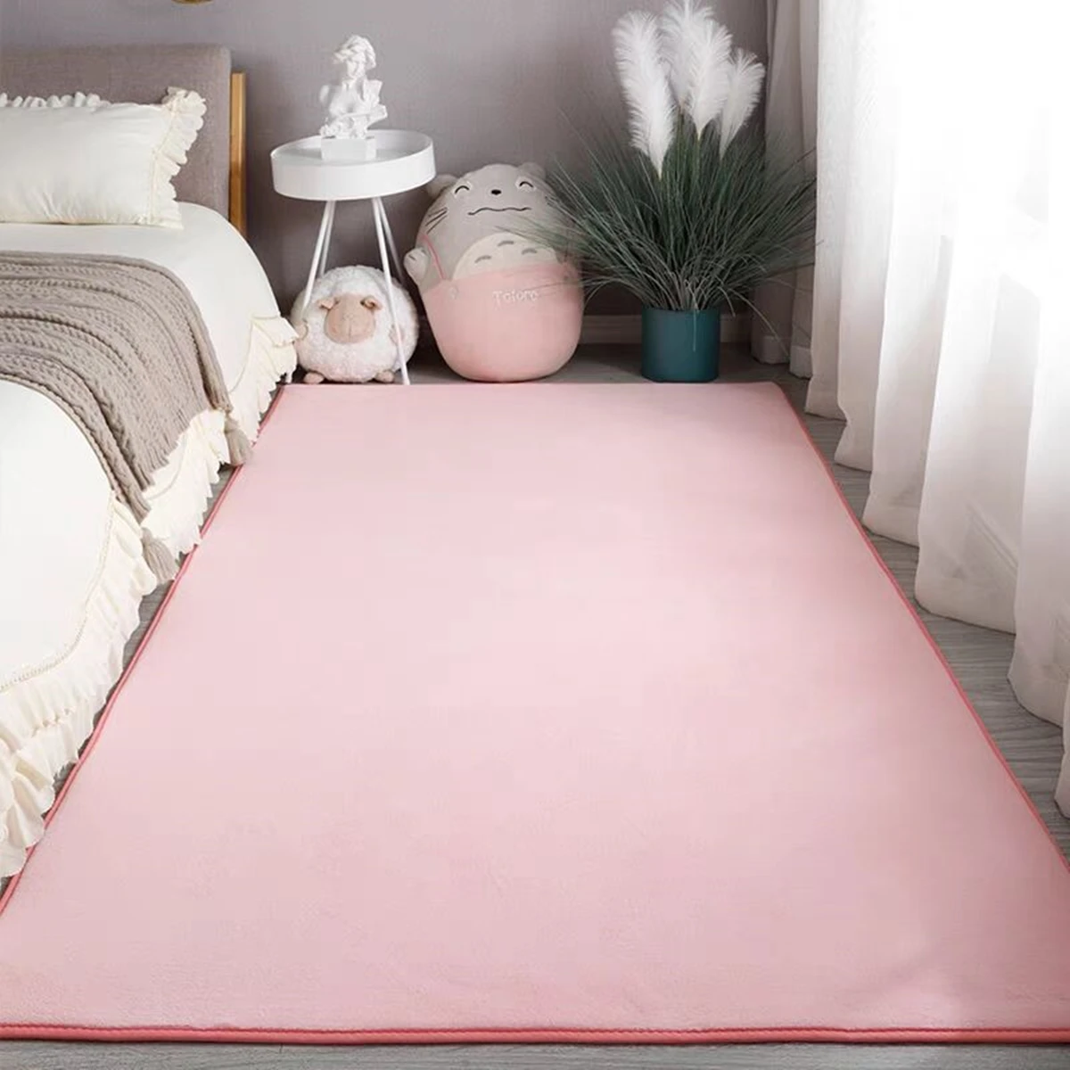 

Plush Pink Carpet Living Room Decoration Fluffy Thick Bedroom Carpets Anti-slip Floor Soft Coral Velvet Rugs Solid Large Carpets