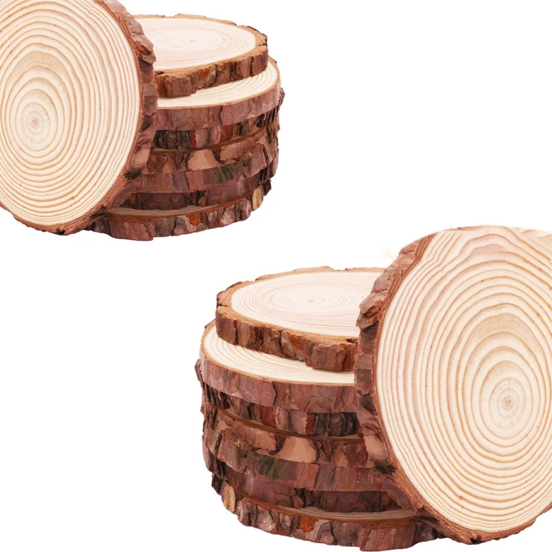 

Hot SV-20Pcs Pine Wooden Chips Cut Pieces Wood Log Sheet Rustic Wedding Decor Party Centerpieces Vintage Country Style