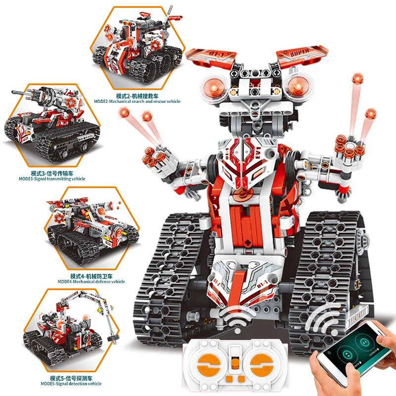 

Technical Classic Metamorphic Vehicle Building Blocks Remote Control Robot Bricks For Childrens Gifts