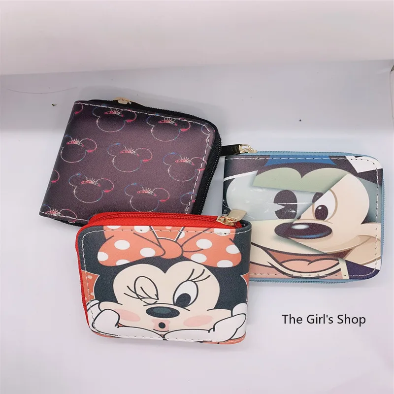 

Disney New Cute Mickey Minnie Fashion Luxury Women's Wallet Short PU Zipper High Quality Multi-card Slot Student Coin Purse