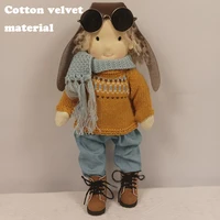 30cm plush waldorf doll full set cartoon cute knitting wool hair girl dolls with dress clothes handmade soft stuffed best gift