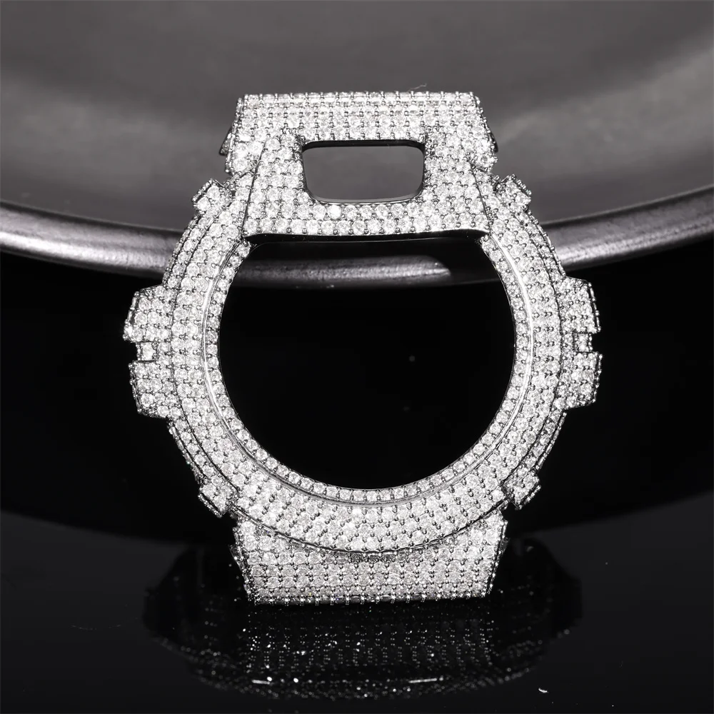 Фото Корпус для часов Icedminer VVS Moissanite для CAS** DW6900 из латуни, прошедший проверку на алмазном тестере, с сертификатом GRA, для часов с бриллиантами, бесплатная доставка №1