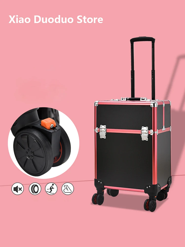 Professional Makeup Suitcase Travel Beauty Cosmetics Organizer Luggage Box Manicure Suitcases Large Capacity Wheels Trolley Case