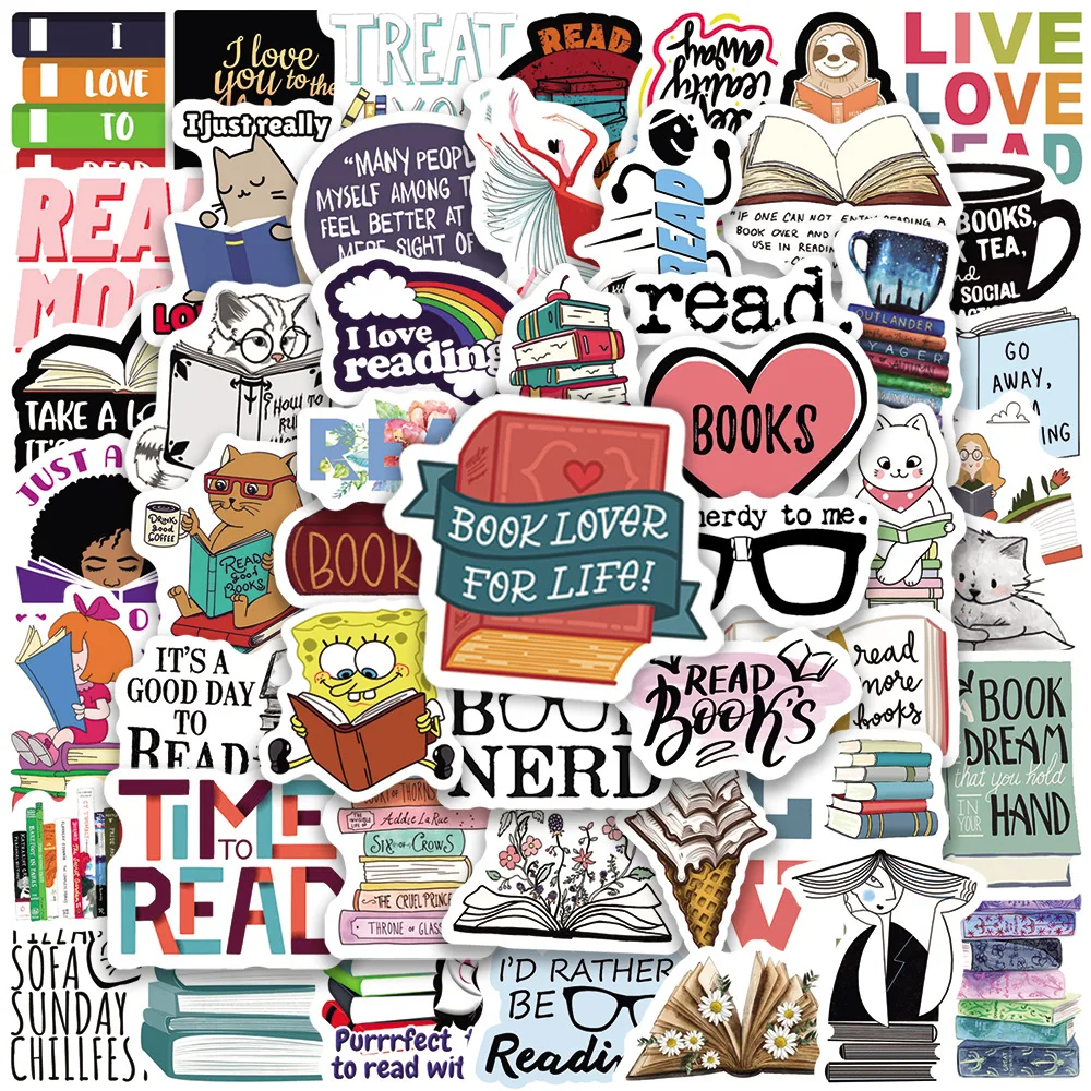 

10/30/50Pcs of Reading Graffiti Stickers Water Cup Suitcase Helmet Waterproof Refrigerator Helmet Graffiti Stickers Wholesale