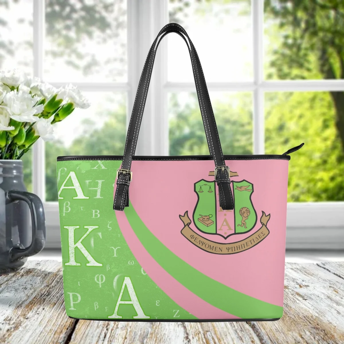 

Drop Shipping Alpha Kappa Alpha Luxury Women Handbags Casual Large Tote Bags for Girls Fashion Party Sorority Club Clutch Femme