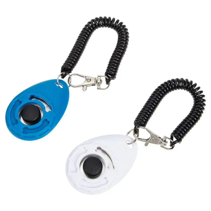 

2Pcs Pet Cat Dog Training Clicker Plastic New Dogs Click Trainer Aid Too Adjustable Wrist Strap Sound Key Chain Dog Whistle