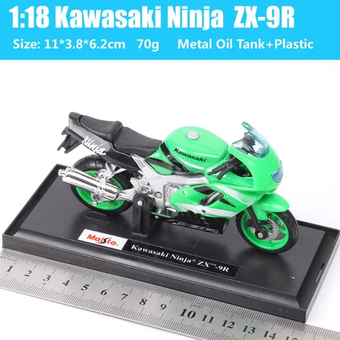 Модель мотоцикла Maisto Kawasaki ZX9R, модель ниндзя, зеленая модель хобби для детей, 1/18