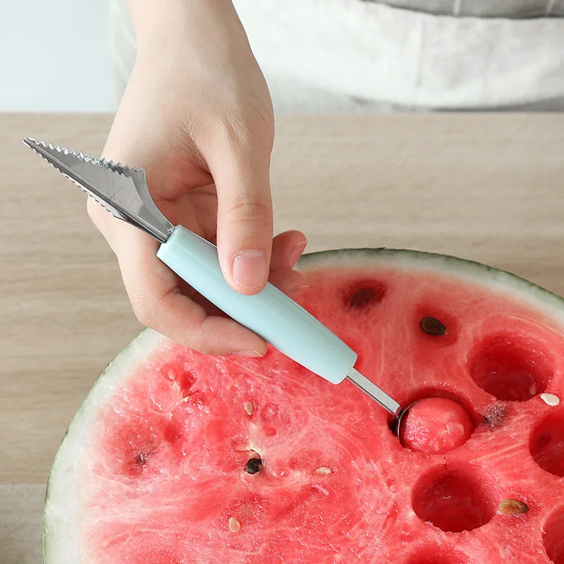 

Watermelon Spoon Fruit Carving Knife Ice Cream Dig Scoop Watermelon Slicer Cutter Scoop DIY Cold Dishes Gadgets Slicer Cutter