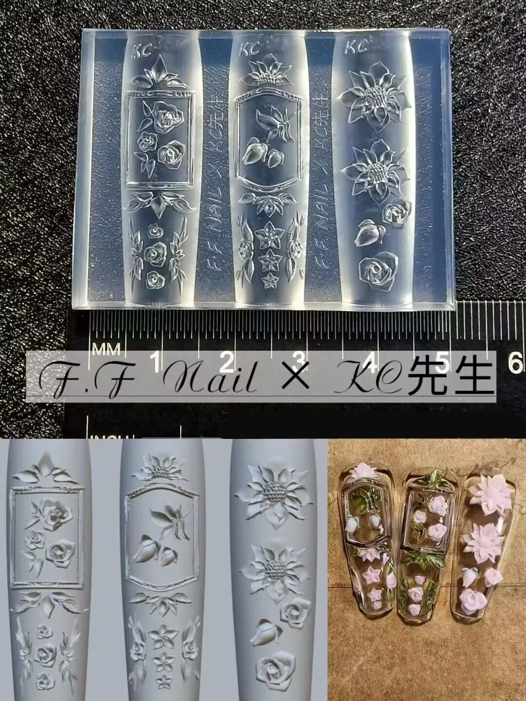 

1pc Photo Frame Rose sunflower Acrylic Nail Mold Nail Art Decorations Silicone Stamping Plates Nails Products Nail Accessories
