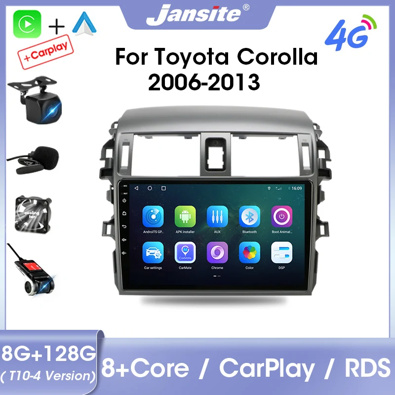

Jansite Android 11 Car Radio Navigation GPS Multimedia Player For Toyota Corolla E140 E150 2006 2007-2013 2Din Stereo DVD FM RDS