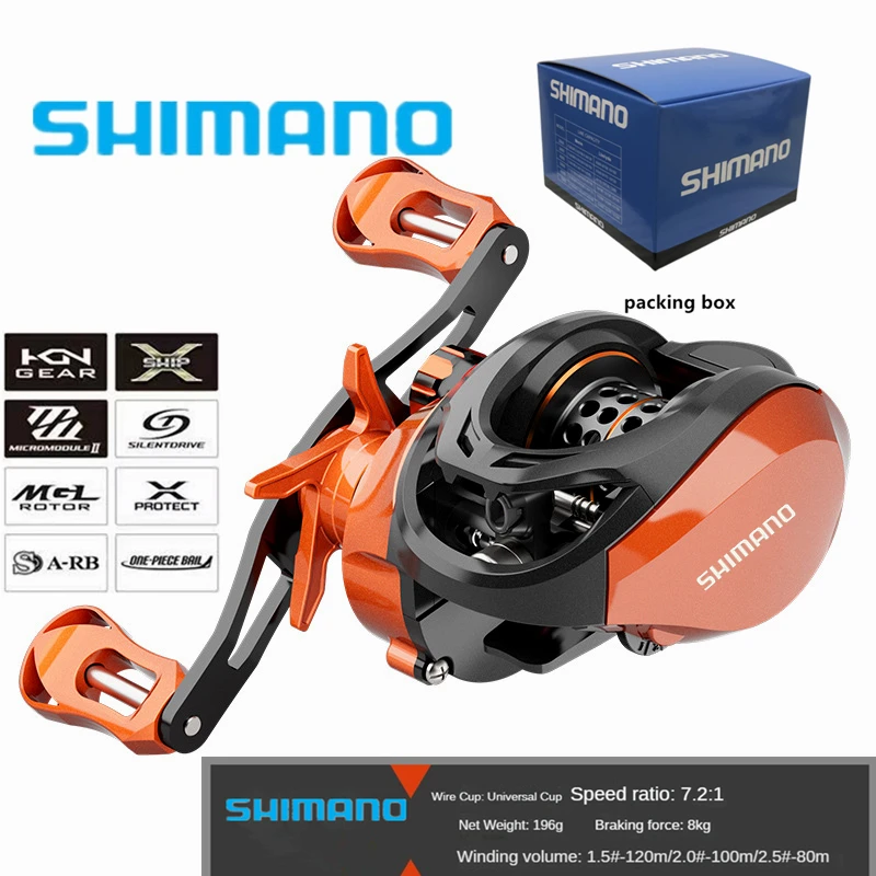 

Original Shimano Baitcasting Fishing Reels Gear Ratio 7.2:1 Max Drag 15kg Baitcast Reel Fishing Metal Light Spool