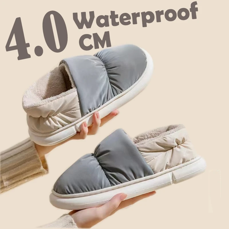 

Winter Warm Women Men Slippers Plush Non-Slip Cotton Dual Indoor Fur Outdoor Home Wrap Thick Sole Ladies Couples Toast Shoes