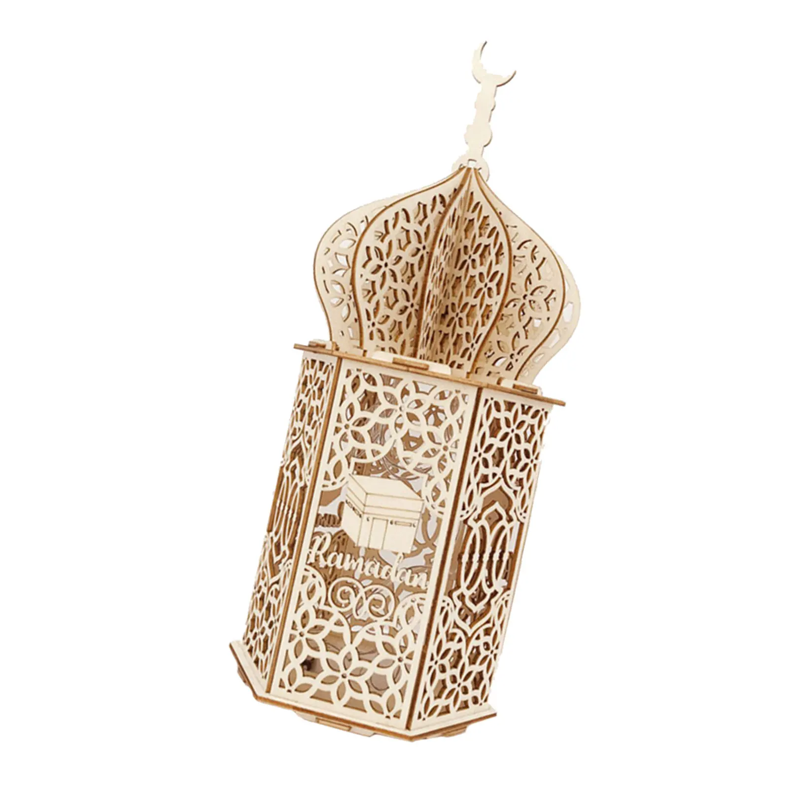 

Decorative Lantern Wooden Night Light Lamp As Ramadan Eid Mubarak Decorations For Home Delicately Made Self-Assembling DIY