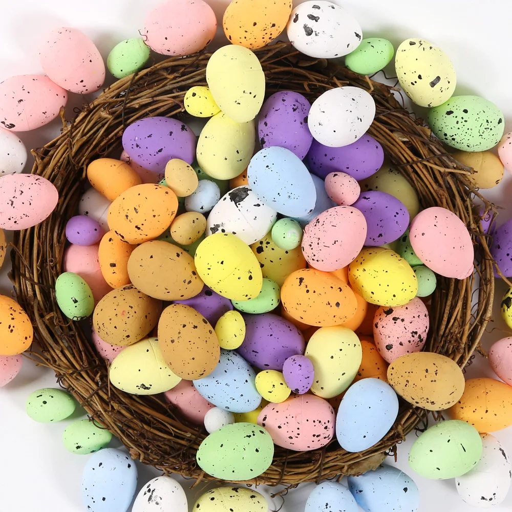 

100pcs S/M/L/XL DIY Easter Eggs Multi-colored Foam Easter Decoration Wreath Accessories Colorful Easter Egg Ornaments Supplies