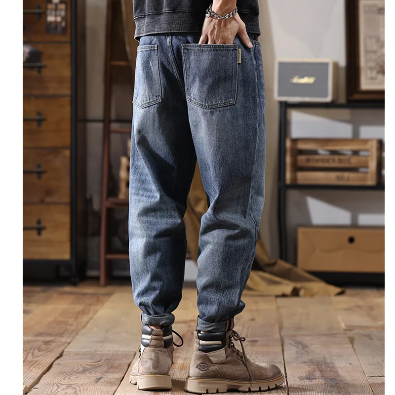 Men Clothing 2022 Autumn and Winter Straight Loose Cylinder Jeans Vintage Chaopai Comfortable Blue Large Harun Trousers Female