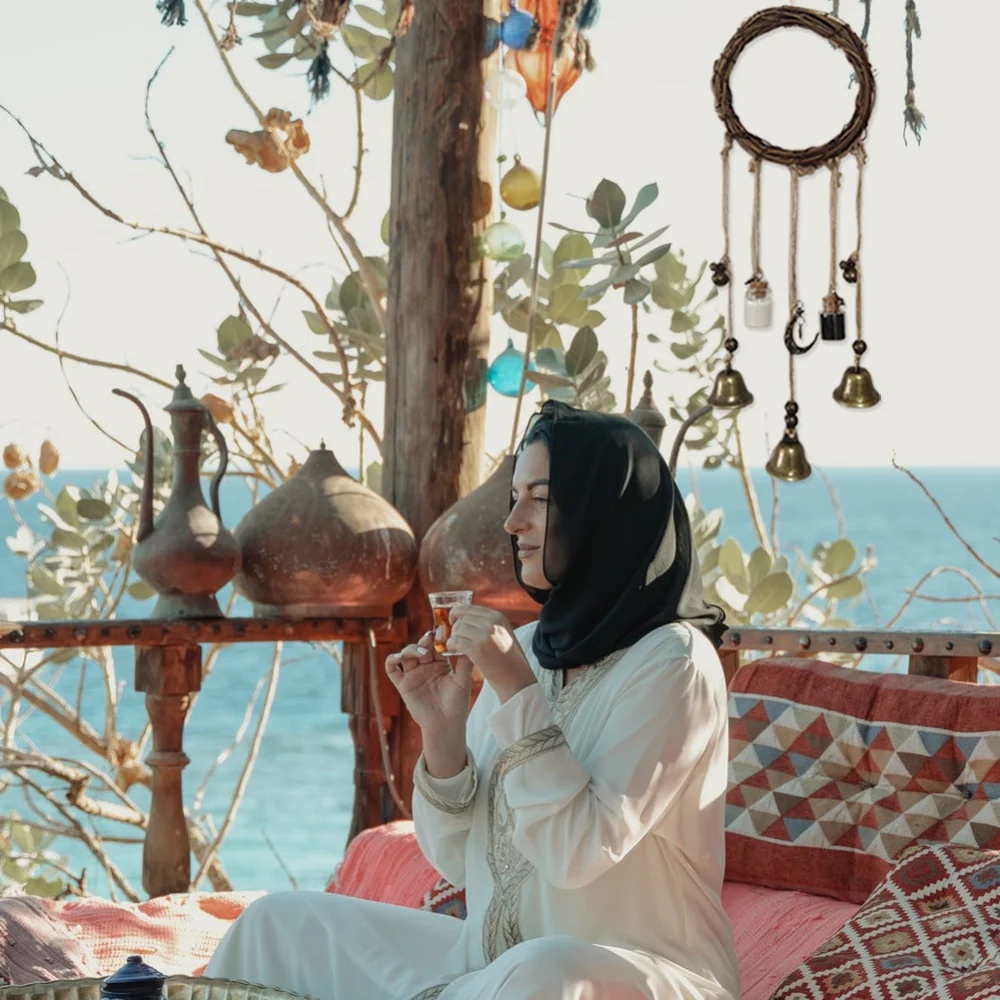 Ручная работа ротанговый Ловец снов с колокольчиком уличный декор для сада