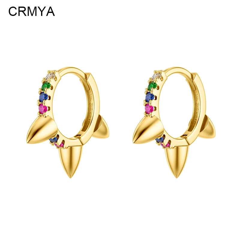 

CRMYA Gold Plated Hoop Earrings for Women fashion Color CZ Zircon Piercing Hoop Earrings 2023 Jewelry Accessories Wholesale