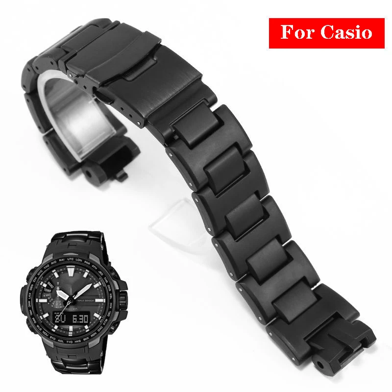 

For Casio G-Shock PROTREK PRW-3000/6000/6100/3100 PRG-300 modified plastic steel composite watchband Black strap accessories