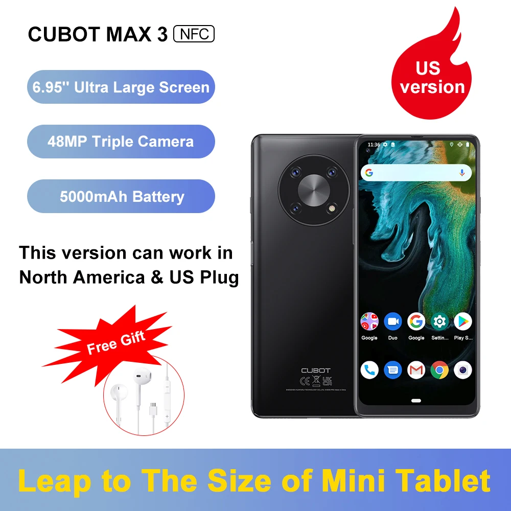 US Version, Cubot MAX 3, Smartphone 6.95