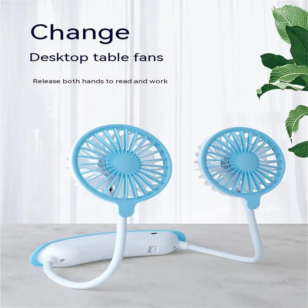 

Outdoor Portable Folding Hanging Neck Fan 360 Degree 3 Levels Speeds Low Noise Usb Rechargeable Mini Fan