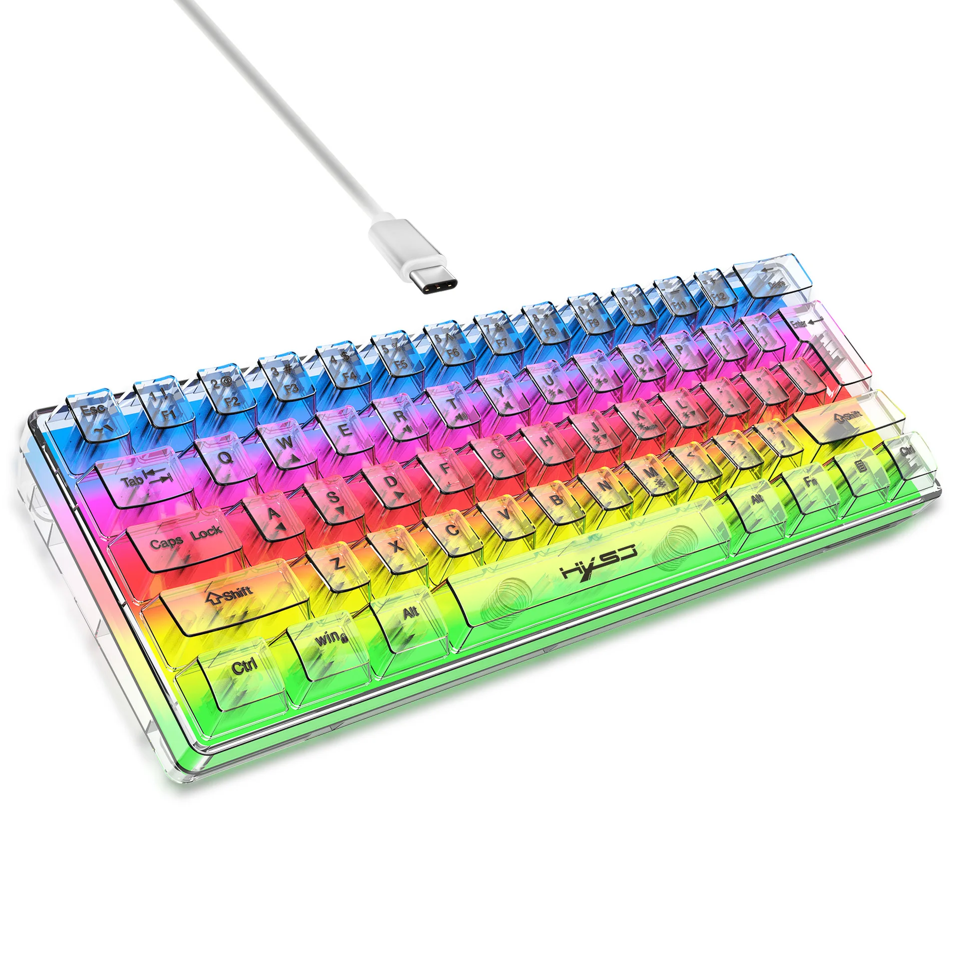 

61 Keys Wired Membrane Keyboard Transparent Gaming Keyboard RGB Backlight Mechanical Feeling Gaming Keyboard