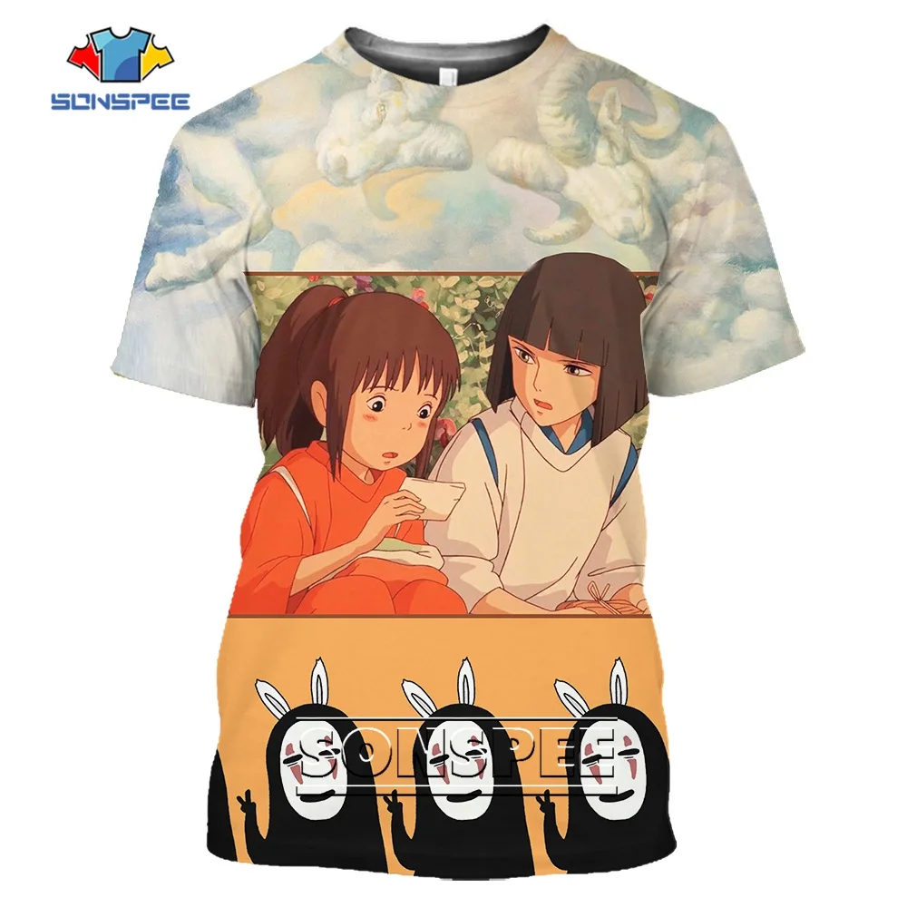 

SONSPEE Miyazaki Hayao 3D Printing T-shirt Spirited Away Streetwear Short Sleeve Oversize 6XL Anime Cute Characters Tops for Men