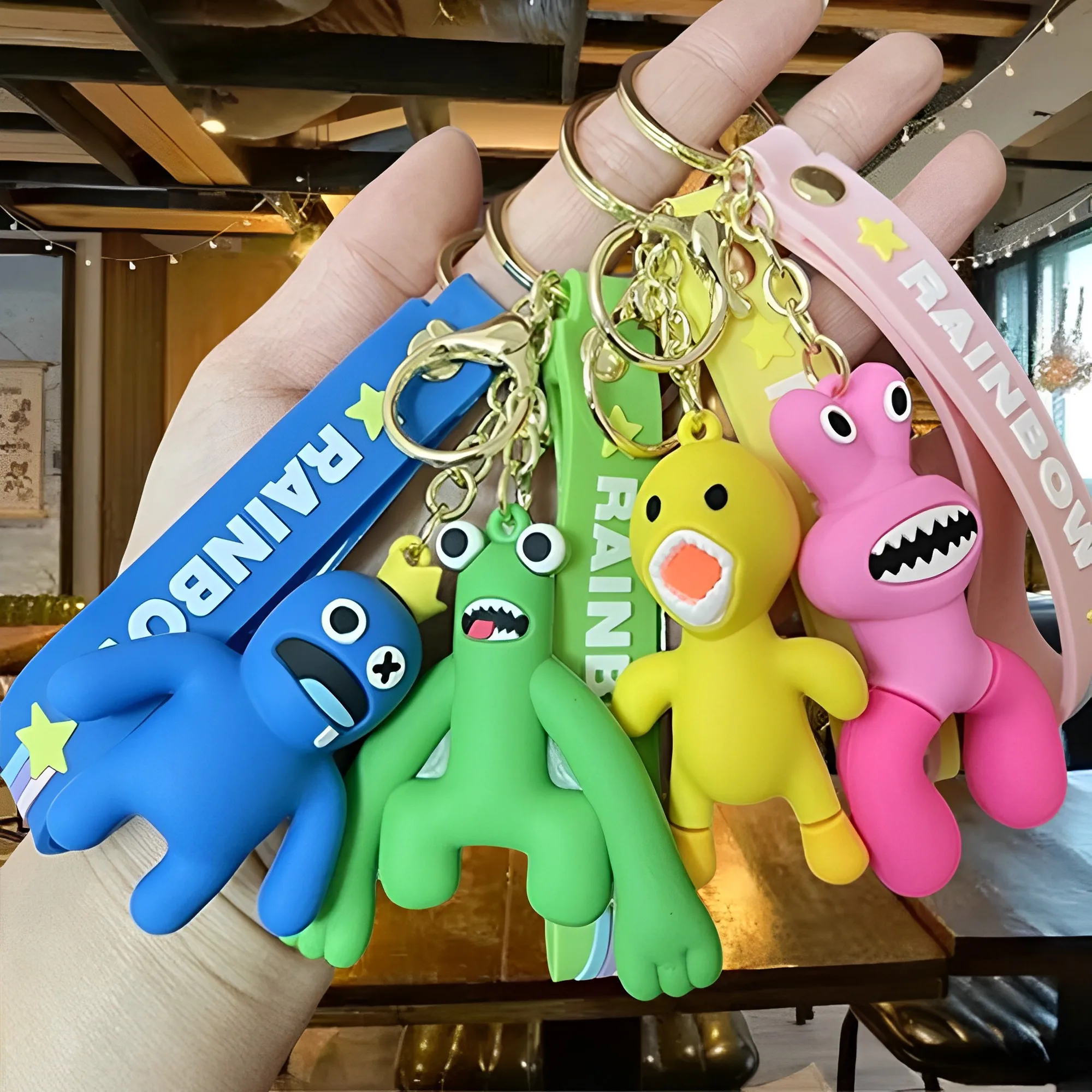 Купи 17 Style Rainbow Friends Key Chain Game Figure Blue Monster Model Cute Schoolbag Pendant Car Key Ring Children's Toy Boy Gift за 97 рублей в магазине AliExpress