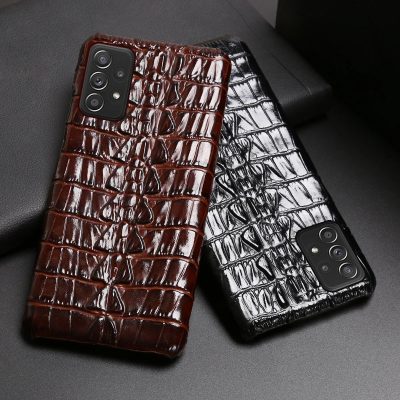

Кожаные чехлы для телефонов Samsung A71, A70, A53, A52, A51, A50, A41, A40s, A33, A32, A31, A30, A23, A21s, A20e, текстурная задняя крышка под крокодиловую кожу