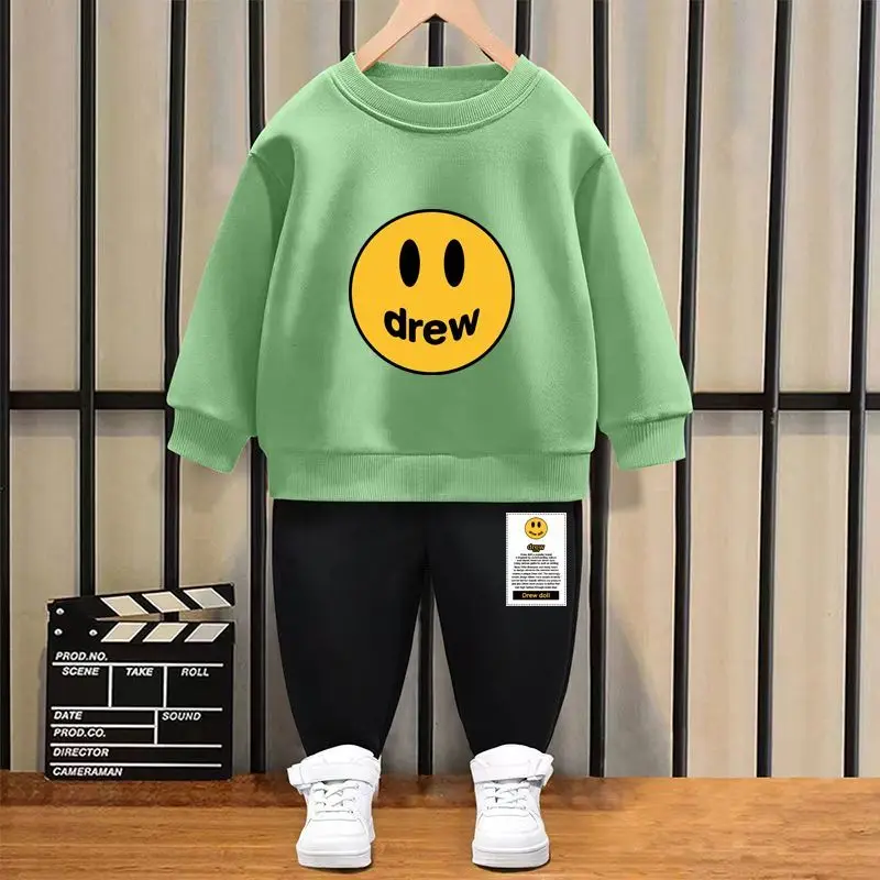 

2022 Autumn Baby Toddler Clothing Suit Children Girls Boys Solid Cartoon Dog T-shirt Sports Pants 2Pcs/set Kids Cotton Clothes