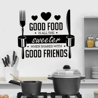 vinyl wall decals good food sweet good friends quotes spoon fork stickers kitchen resturant dinning family decor murals dw13760