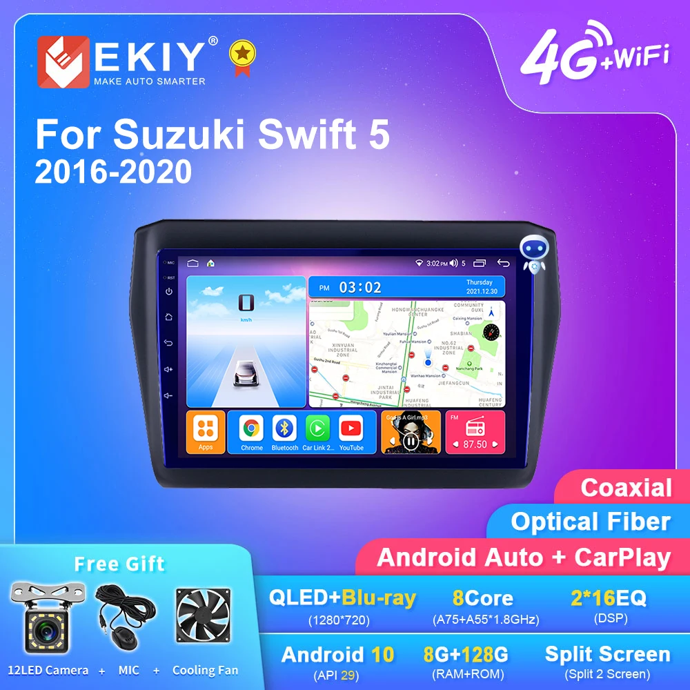 

EKIY T7 QLED DSP Android Auto Radio For Suzuki Swift 5 2016-2020 Stereo Car Multimedia Video Player 2din Carplay GPS Navi System