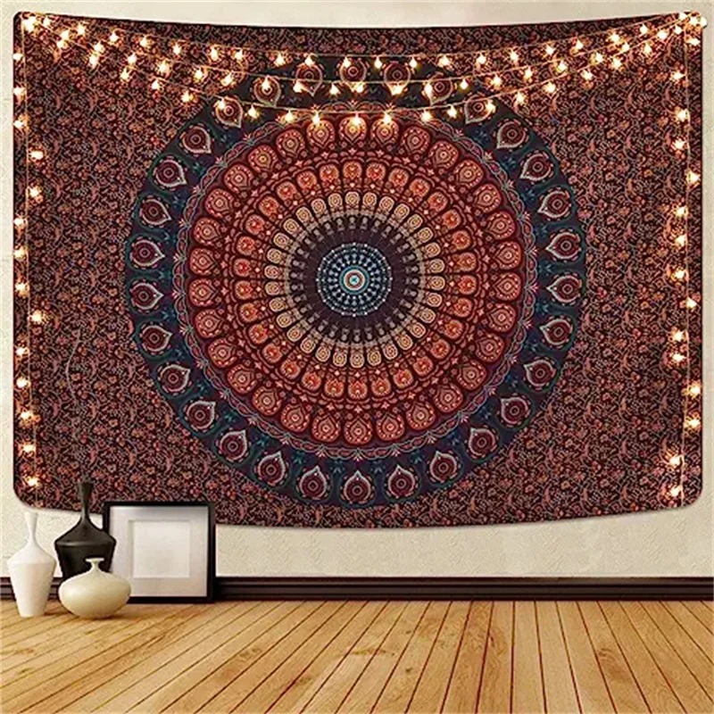 

Bohemian Mandala Tapestry Hippie Psychedelic Peacock Boho Tapestry Wall Hanging for Bedroom Living Room Decoration Women Teens