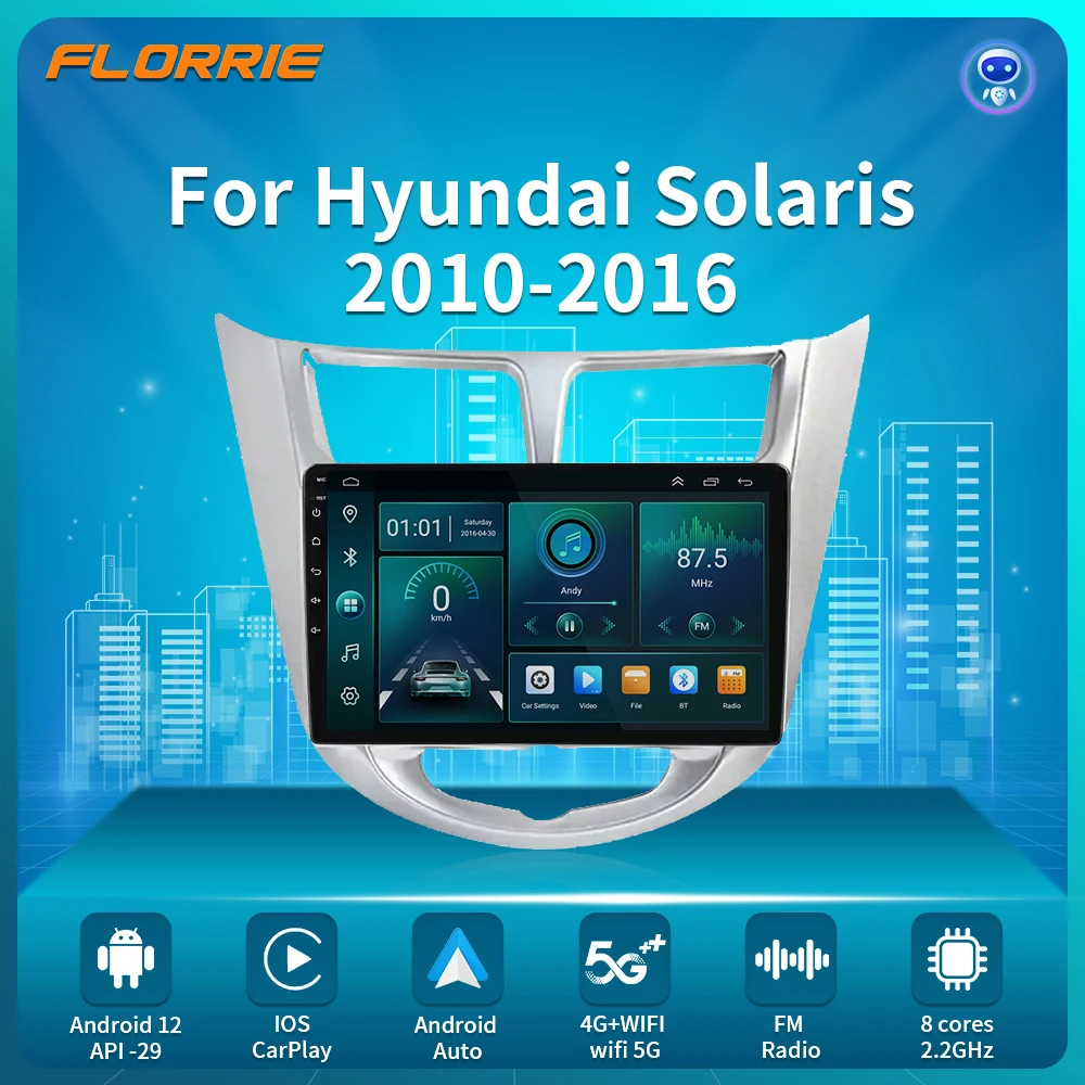 

For Hyundai Solaris 1 2010 - 2016 Car Radio Multimedia Video Player Navigation GPS Android 12.0 2 din 2+32G 9 inch QLED DSP IPS