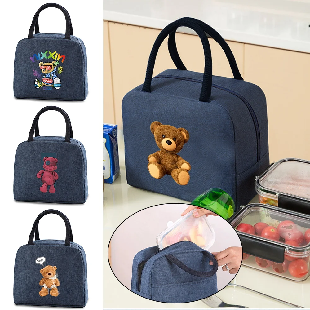 

Lunch Bag Fashion Kid Women Men Thermal Insulation Bear Print Portable Travel Picnic Food Storage Box Fridge Cooler Handbag Tote