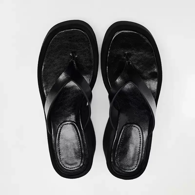 DMZA 2024 высокие фотообои искусственная кожа толстая подошва сандалии с зажимом