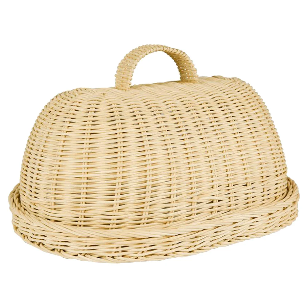 

Woven Dome Lid Cover Keep Out Bugs Flies for Table Serving Tray Storage Plate Platter with Handles for Picnic Party Covered