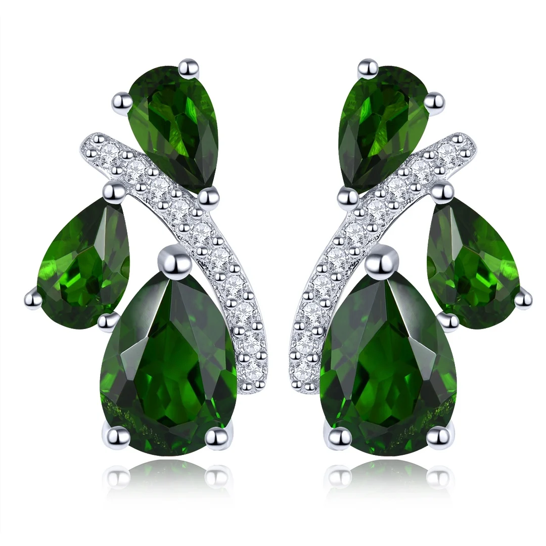 Серьги HT24 женские из серебра 925 пробы с натуральными красными гранатами